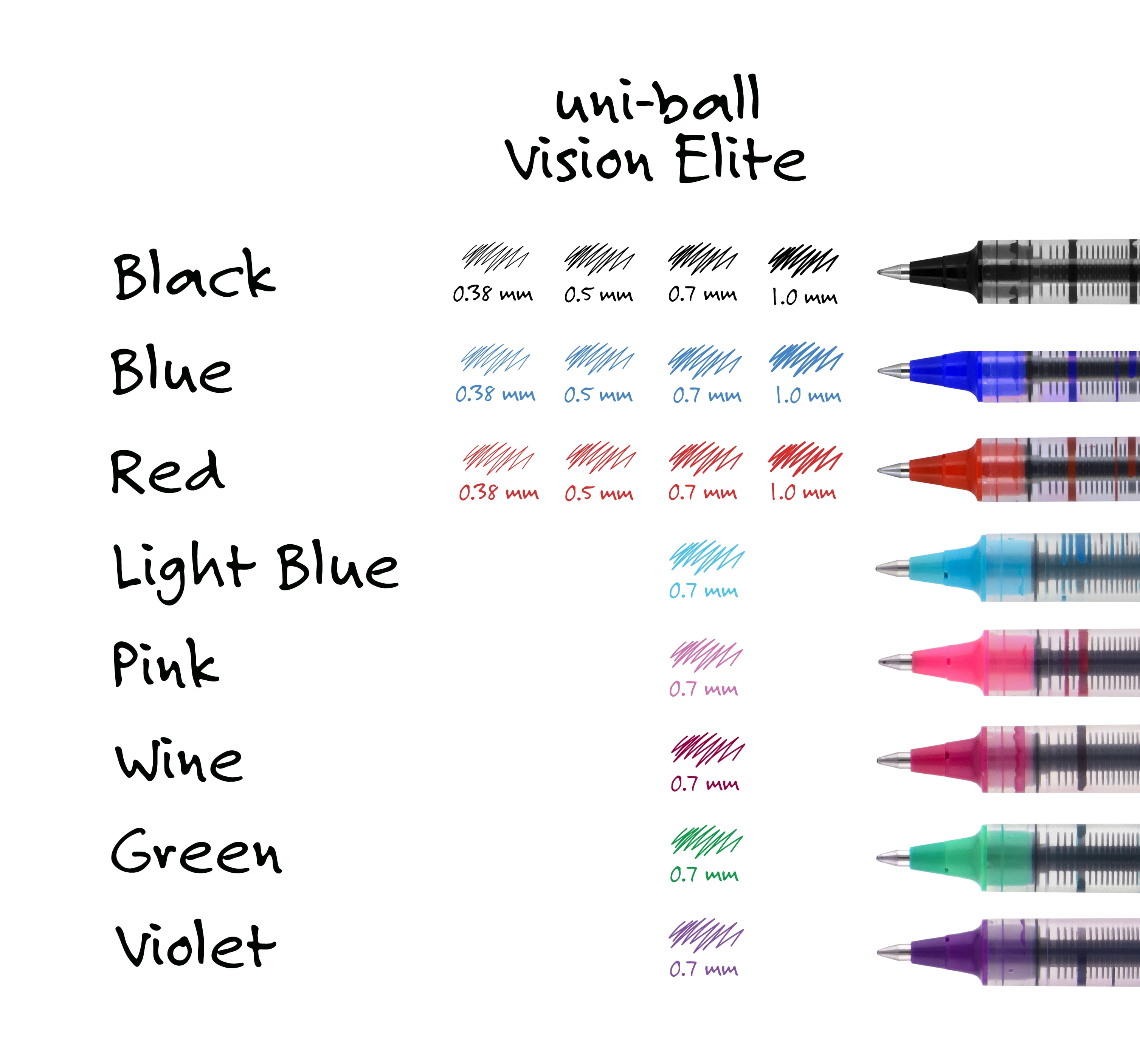 uni ball Vision Rollerball Pens Fine Point 0.7 mm Assorted Barrels Assorted  Ink Colors Pack Of 5 - Office Depot