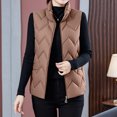 thumbnail image 2 of uublik Puffer Vest Women Coffee Lightweight Quilted Sleeveless Stand Collar Zip Up Winter Jackets, 2 of 5
