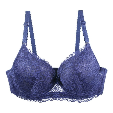 Seasonal Savings  Women Lingerie Set  Sexy Lace Sling Bra  Thin Underwear  Summer  Soft Lace  Comfortable  Seamless  For Nightwear  Sleepwear  Plus Size Bra | Dark Blue XXXL  Sopatenor