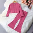 thumbnail image 5 of TOWED22 Infant Toddler Girls Cute Outfits Fall Winter Clothes 2pcs Long Sleeve Graphic Sweatshirt and High Waist Pants Set Clothing(Pink,5-6 Y), 5 of 7