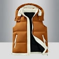 thumbnail image 4 of Zedker Men's Hooded Puffer Jacket Vest Winter Warm Sleeveless Jacket Zipper Quilted Puffy Vests with Pockets Khaki XXL, 4 of 9