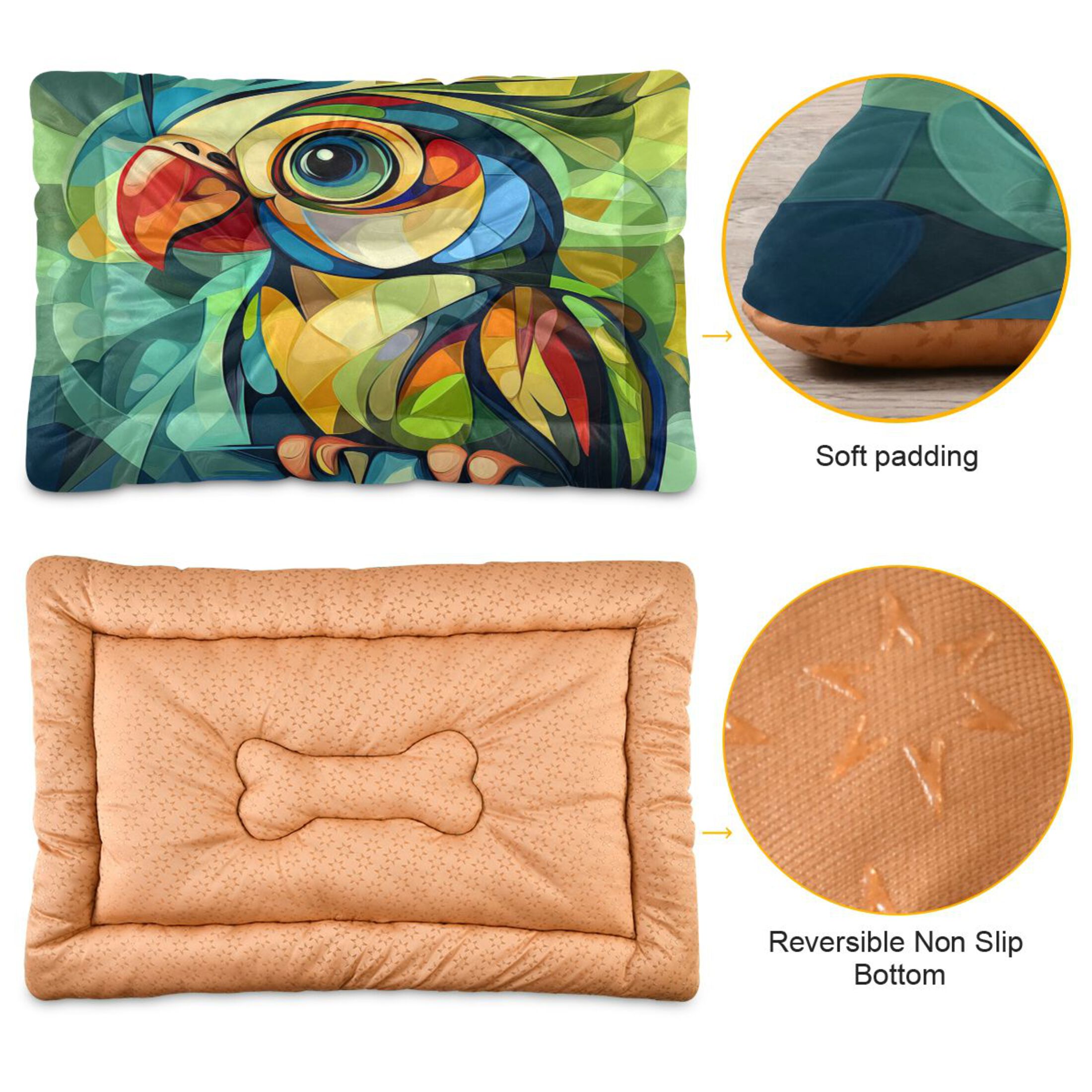 Qxltty Abstract Mini Parrot Ped Pad Wear-resistant and Hard to Bite Through Sleeping Pad for Small Medium Large Dogs Winter Pet Bed 36×24in