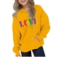 thumbnail image 3 of MKOSPLRT Hoodies for Teen Girls 4-14Y Long Sleeve Fleece Lined Pullover Tops Funny Love Litter Print Sweatshirts with Pocket, 3 of 5