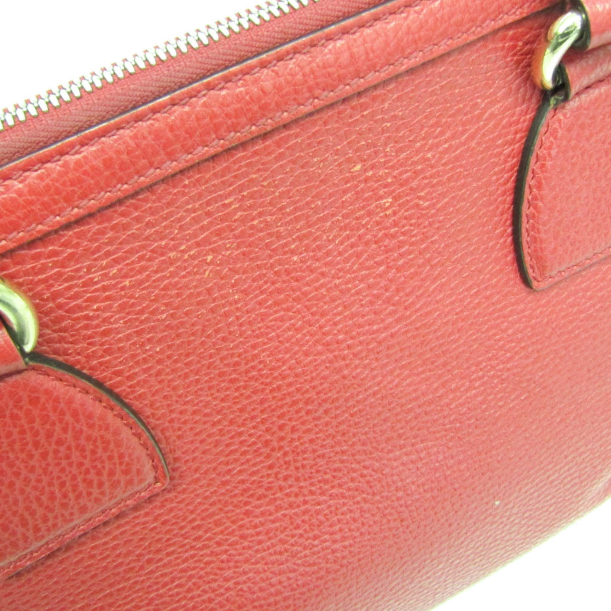 Pre-Owned Gucci Interlocking G 449659 Women's Leather Handbag,Shoulder Bag Red Color