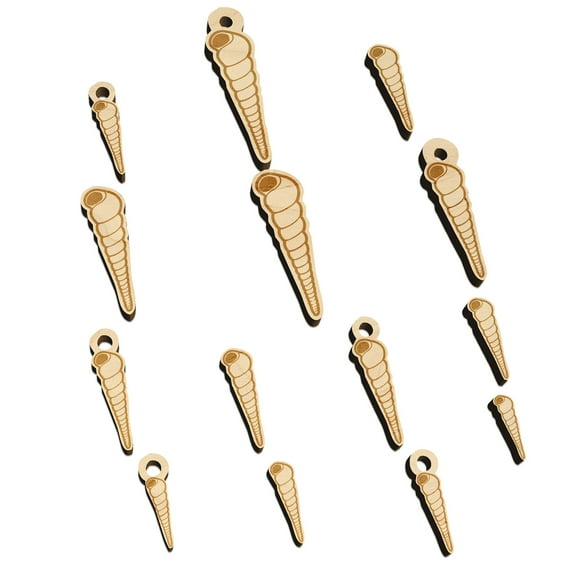 Turritella Spiral Seashell Beach Shell Wood Mini Charms Shapes DIY Craft Jewelry - With Hole - 30mm (6pcs)