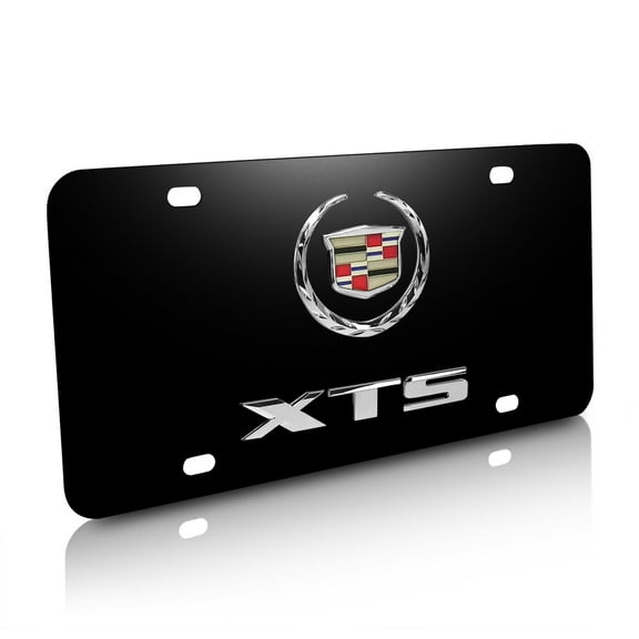 Cadillac XTS 3D Dual Logo Black Stainless Steel License Plate