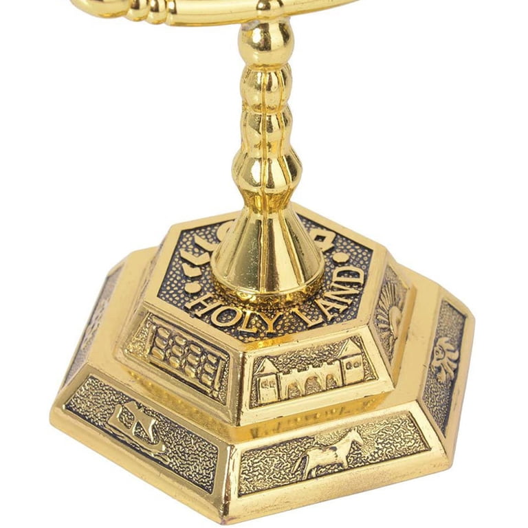 Gold 8-Inch 7-Branch Menorah with 12 Tribes Symbols photo 5