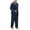 Navy, variant on Men's Silk Feel Pajama Set Long Sleeve Turn Down Collar Button Closure Loungewear 100% Polyester