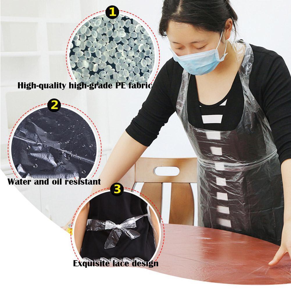 50 Pieces Plastic Adult Children Disposable Waterproof Dustproof Transparent Painting Kitchen Apron - image 5 of 6