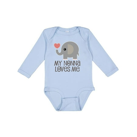 

Inktastic My Nonna Loves Me Baby Boy Girl Elephant Gift Baby Boy or Baby Girl Long Sleeve Bodysuit