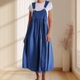 thumbnail image 2 of TrendOFT Combinaison une Pièce Femme Décontractée Été Printemps Coupe Ample en Lin Robe à Bretelles Combinaisons Amples pour Femmes une Pièce Bleu XXXXXL, 2 of 4