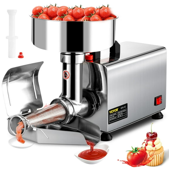 VEVOR 110V Electric Tomato Strainer 370W Commercial Grade Tomato Milling Machine Tomato Press and Strainer 90-160 Kg/H Pure Copper Motor Food Strainer and Sauce Maker