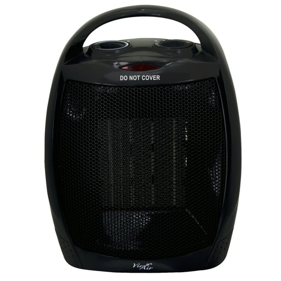 Vie Air 1500W Portable 3-Settings Black Ceramic Heater with Adjustable Thermostat