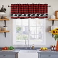 thumbnail image 4 of Red Black Plaid Valances for Windows, Country Vintage Bear Buffalo Gingham Light Filtering Kitchen Curtains, Rod Pocket Window Valance Curtains for Living Room Bedroom, 54" W x 18" L, 2 Panels, 4 of 9