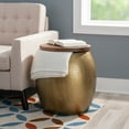 thumbnail image 3 of Powell Wesmar Metal Indoor Drum Accent Table with Storage, 20.5" Tall, Brass, 3 of 10