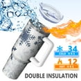 thumbnail image 5 of Blue Christmas Snowflake Pattern Tumbler with Handle and Lid,40oz Double Wall Vacuum Insulated Tumbler,Cups Gift for Women and Men, 5 of 7