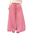 thumbnail image 2 of WAVSUF Women's Wide Leg Joggers, Elastic Waist Loose Fit Striped Printed Fall Casual Office Pants Red 2XL, 2 of 9