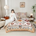 thumbnail image 4 of Manfei Tribal Orange Aztec Queen Comforter Set for Adult, Hippie Geometric Bedding Sets, Mandala Bohemian Style Reversible Bedding Comforter Set, Breathable Home Decor, 3 Pieces, 4 of 8