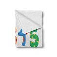 thumbnail image 2 of Number Soft Flannel Fleece Throw Blanket, Math Signs as Funny Characters Monsters Giraffe Snake Childish Cartoon, Cozy Plush for Indoor and Outdoor Use, 70" x 90", Multicolor, by Ambesonne, 2 of 6