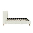 thumbnail image 3 of Euroco Modern Queen Size Ivory Boucle Upholstered Platform Bed with Wingback Headboard and Wooden Legs, 3 of 9