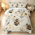 thumbnail image 2 of Erosebridal Vintage Bug Bee Quilt Full,Kawaii Sunflower Floral Full Bedspread Sets,Cream Black,3 Pieces,1 Coverlet and 2 Pillowcases, 2 of 7