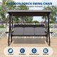 thumbnail image 3 of Garvee columpio para porche de 3 plazas tipo 2 en 1, con cojines removibles, toldo ajustable y portavasos, estructura de acero para patio o jardín, 3 of 8
