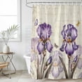 thumbnail image 6 of Purple Iris Shower Curtain Set - 48" x 72" Washable Bathtub Curtain with 12 Hooks, Spring Vintage Butterfly Leaves Flowers Beige Waterproof Fabric Stall Shower Curtains for Bathroom/Bathtub Décor, 6 of 6