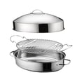 thumbnail image 3 of Tnarru Roasting Pan Food Steamer with Lid Multiuse Portable Kitchen Tool Portable Oval Cookware Poacher for Restaurant Potatoes, 3 of 8