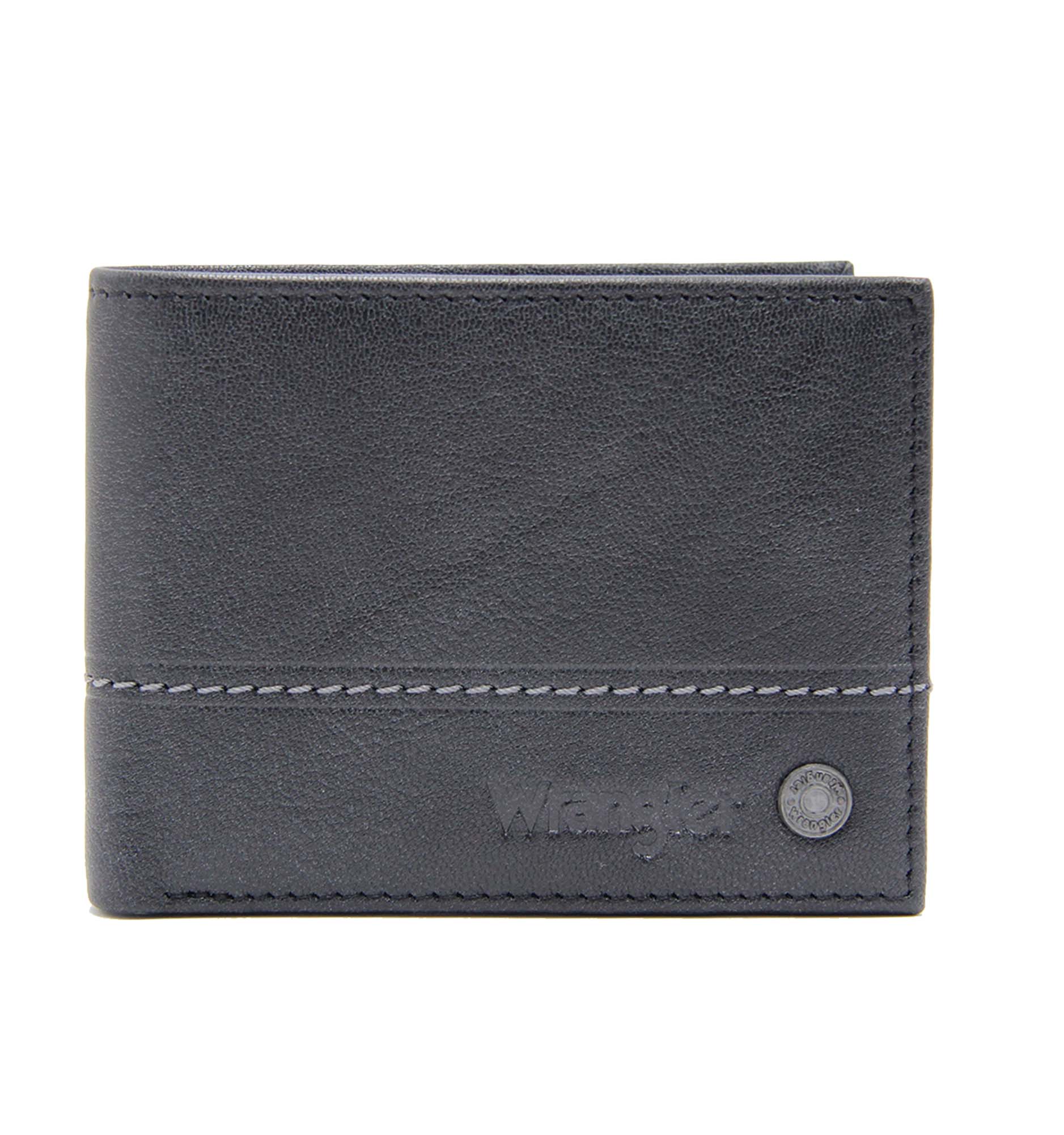 Wrangler Leather Bifold Wallet, Black
