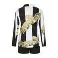 thumbnail image 4 of LYXSSBYX Womens Blazer Jacket with Shorts Two-Piece Women's Printed Turndown Collar Shorts and Long Sleeve Tops Set Suits, 4 of 7