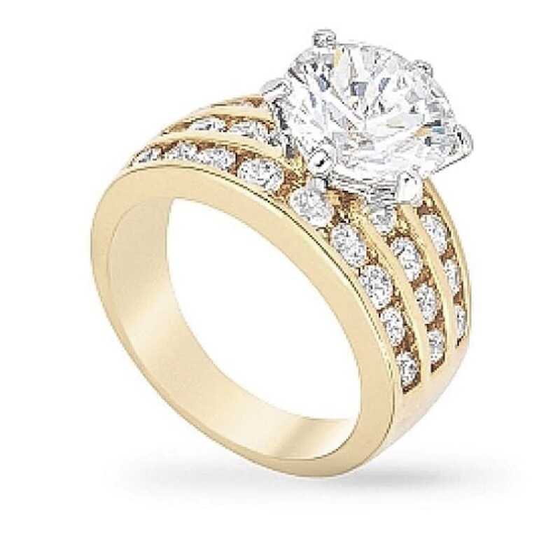 Hitanshu Jewels 10mm CZ Classic 14k Yellow Gold Plated Engagement Ring for Women