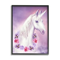 Stupell Industries Unicorn Flower Lei Necklace Purple Pink Fantasy , 24 x 30, Design by Ziwei Li
