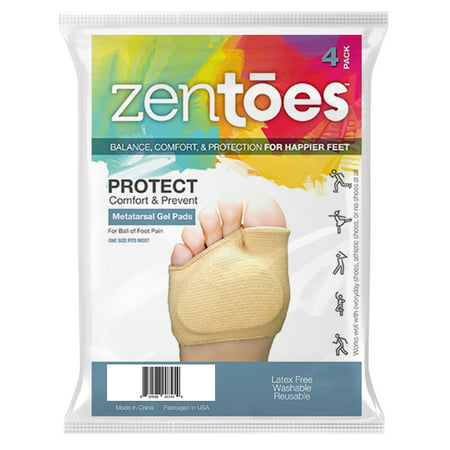 ZenToes Fabric Metatarsal Sleeve with Sole Cushion Gel Pads Set of