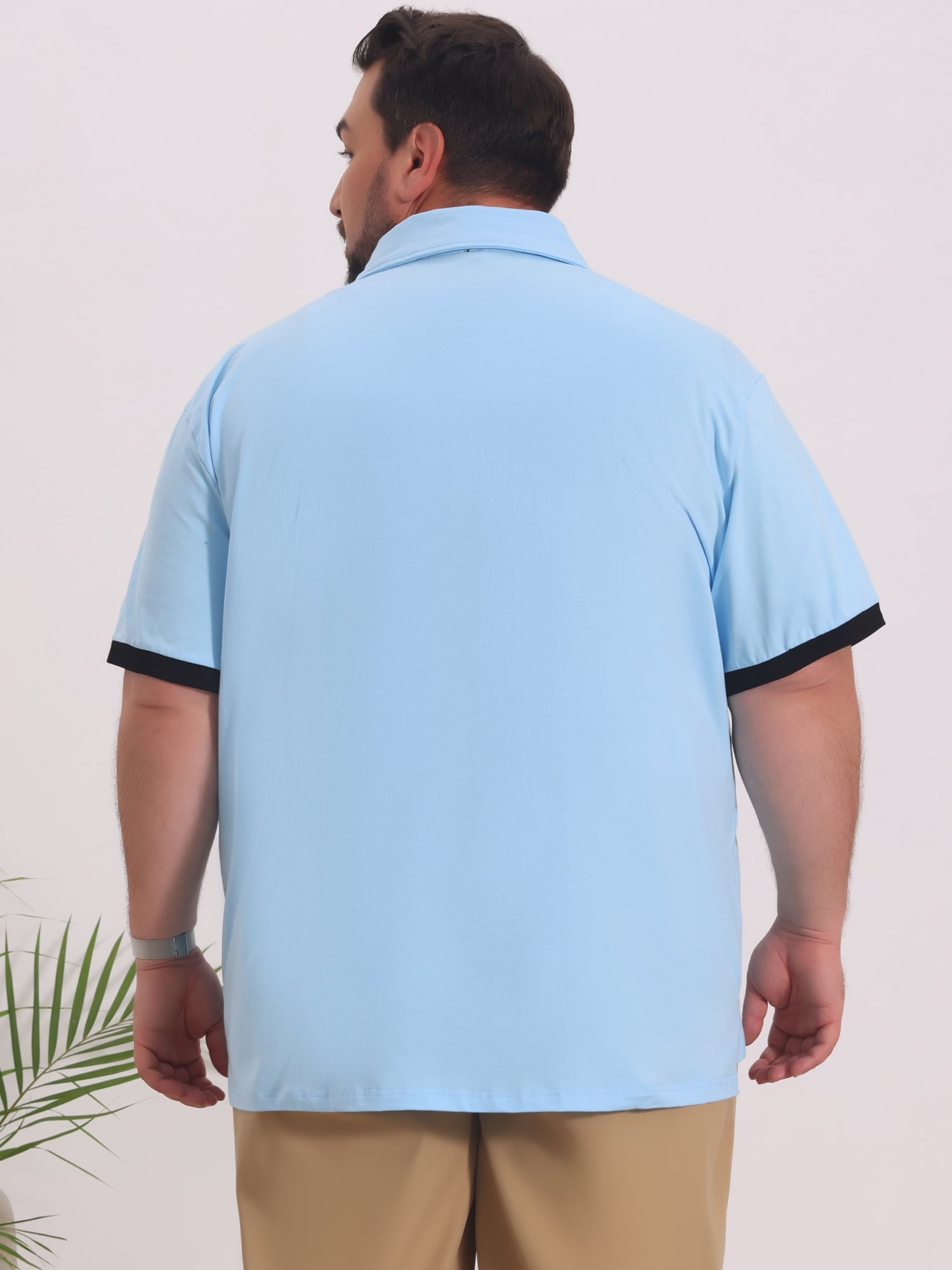 DARING DIVA Men's Big Tall Business Short Sleeve Office Knitted Golf Shirts 3XL Light Blue