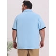 thumbnail image 3 of DARING DIVA Men's Big Tall Business Short Sleeve Office Knitted Golf Shirts 6XL Light Blue, 3 of 7