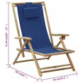 thumbnail image 4 of vidaXL Reclining Relaxing Chair Navy Blue Bamboo and Fabric, 4 of 5