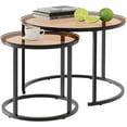thumbnail image 1 of Coffee Table Nesting Set of Side Set Golden Frame Circular Round and Marble Pattern Wooden Tables Living Room Bedroom Apartment Modern Industrial Simple Nightstand, 1 of 9
