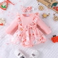 thumbnail image 2 of Douhoow Baby Christmas Romper Dress Infant Girl Long Sleeve Christmas Tree Print Jumpsuits with Headband, 2 of 9