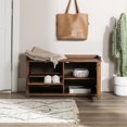 thumbnail image 2 of Banc d'Entrée de Rangement de Chaussures Rainuré en Noyer avec Plateau Moderne, 2 of 13