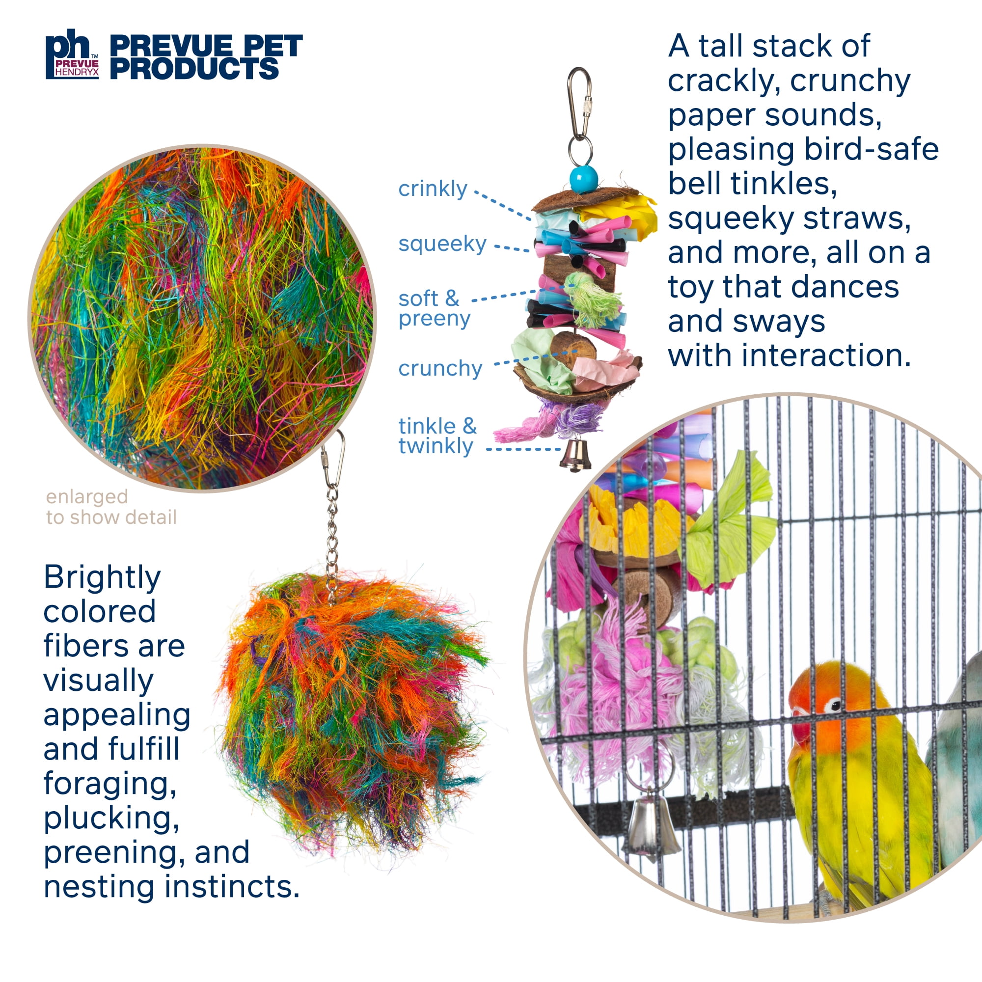 Prevue Pet Products Big Birds and Parrots 4 Piece Toy Bundle, Multicolor Wood and Mixed Materials