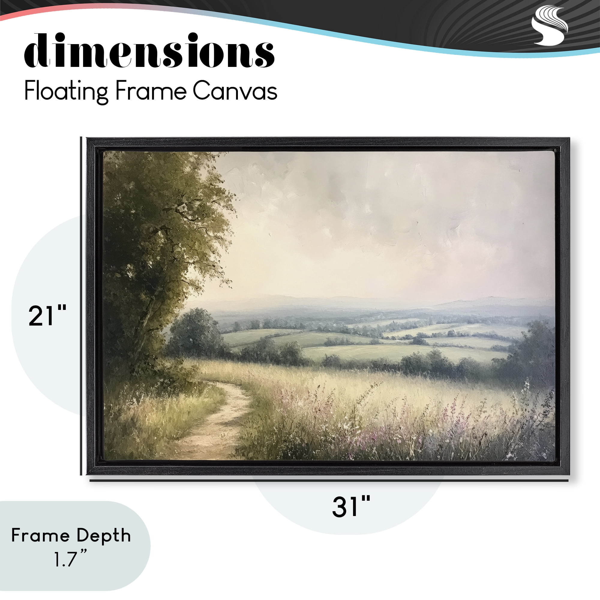 Stupell Industries Rolling Farmlands in Distance Black Framed Floater Canvas Wall Art, design by Petal Prints Design