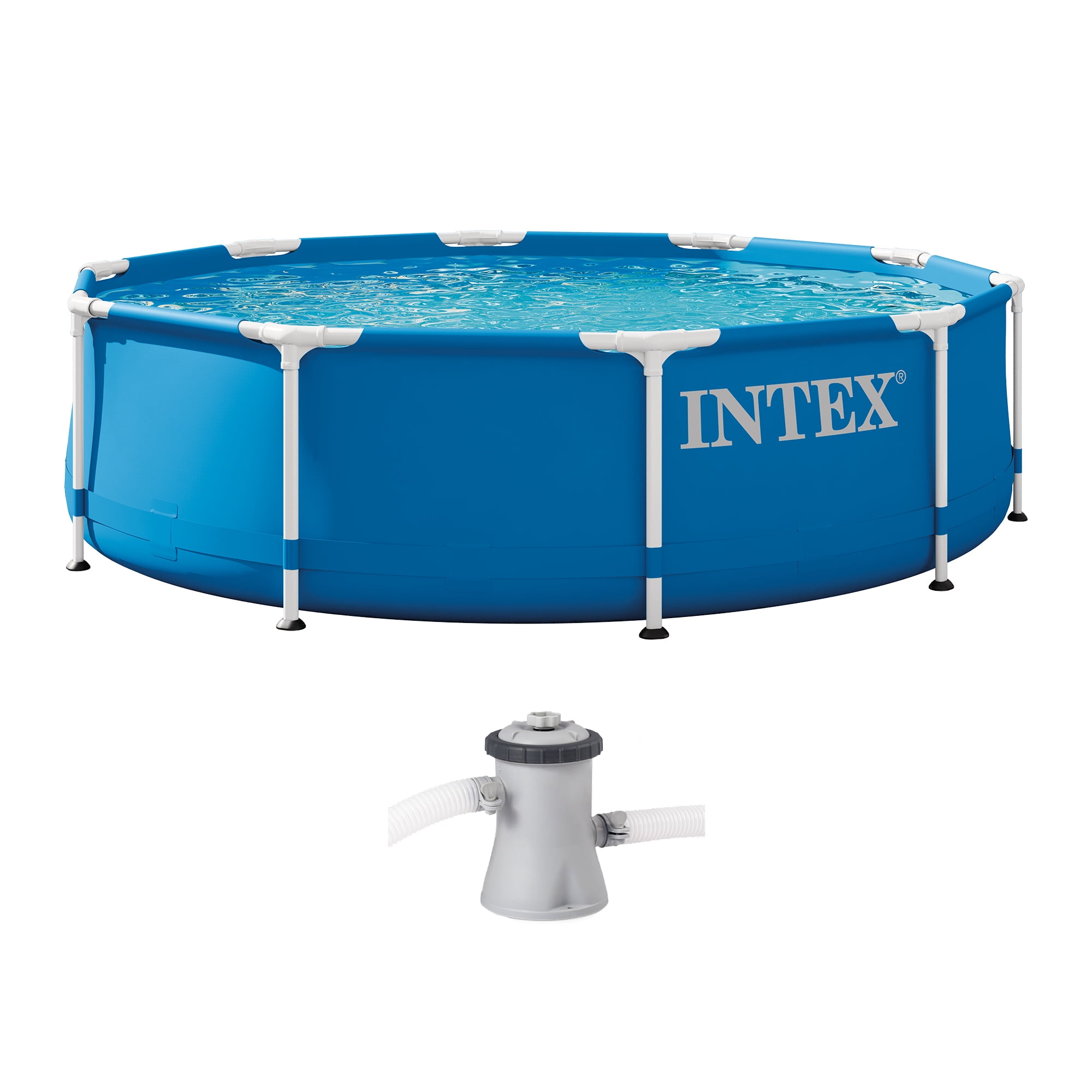 Open Box Intex 10' x 30" Metal Frame Set Swimming Pool w/ Filter Pump