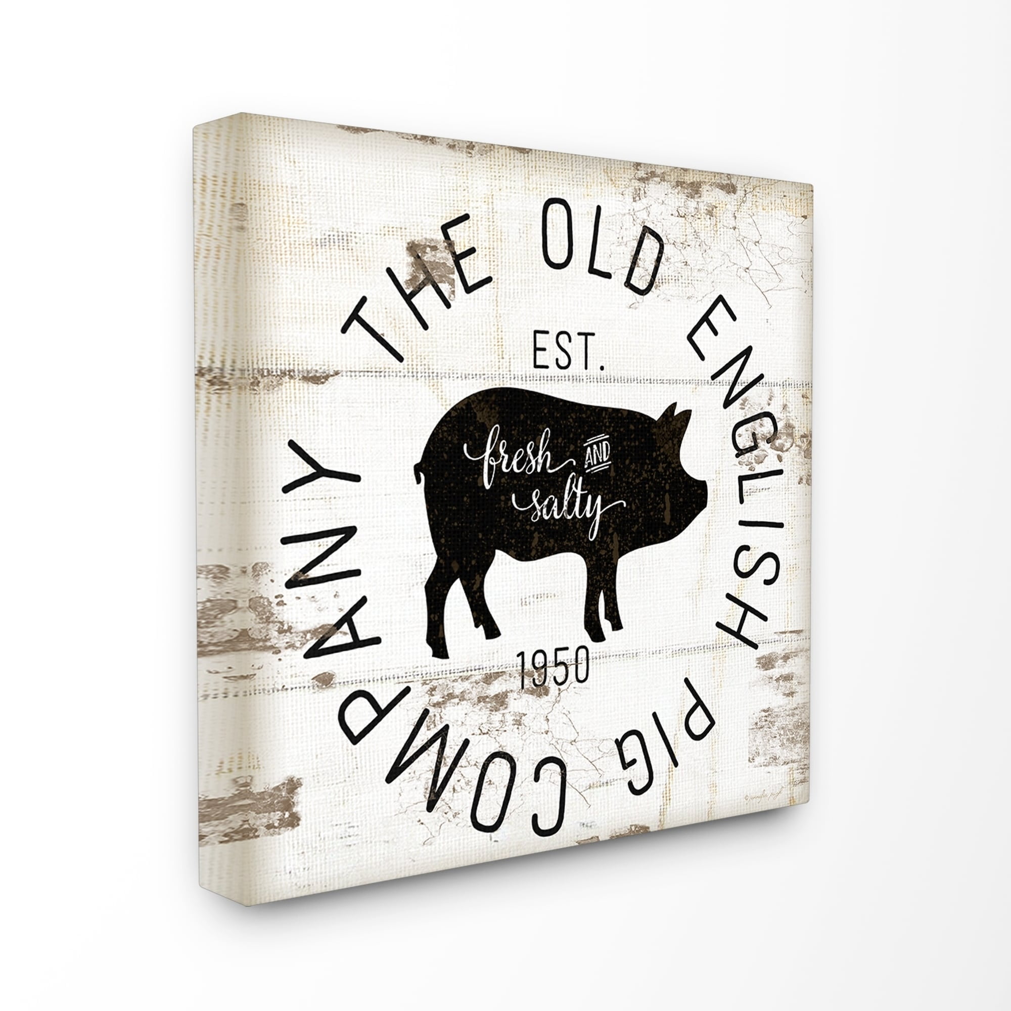 Stupell Old English Pig Co Vintage Sign Canvas Wall Art 17 x 17