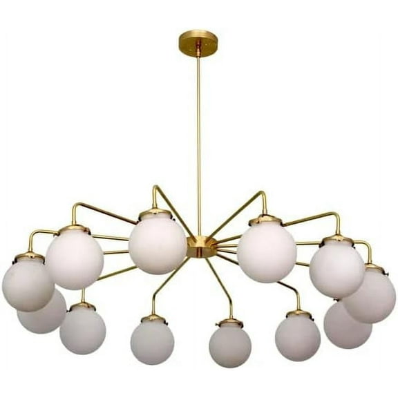 NauticalMart 12 Light Globe Mid Century Brass Sputnik Chandelier Light Fixture