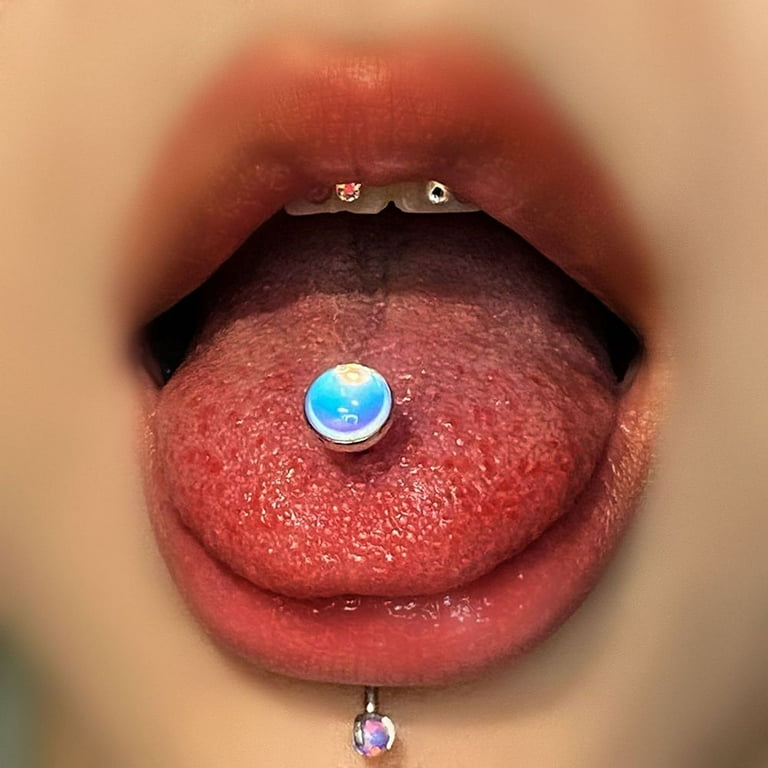 Tongue hot sale piercing white