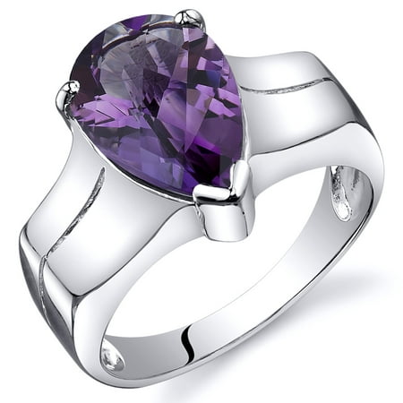 Peora 2.50 Ct Amethyst Engagement Ring in Rhodium-Plated Sterling Silver