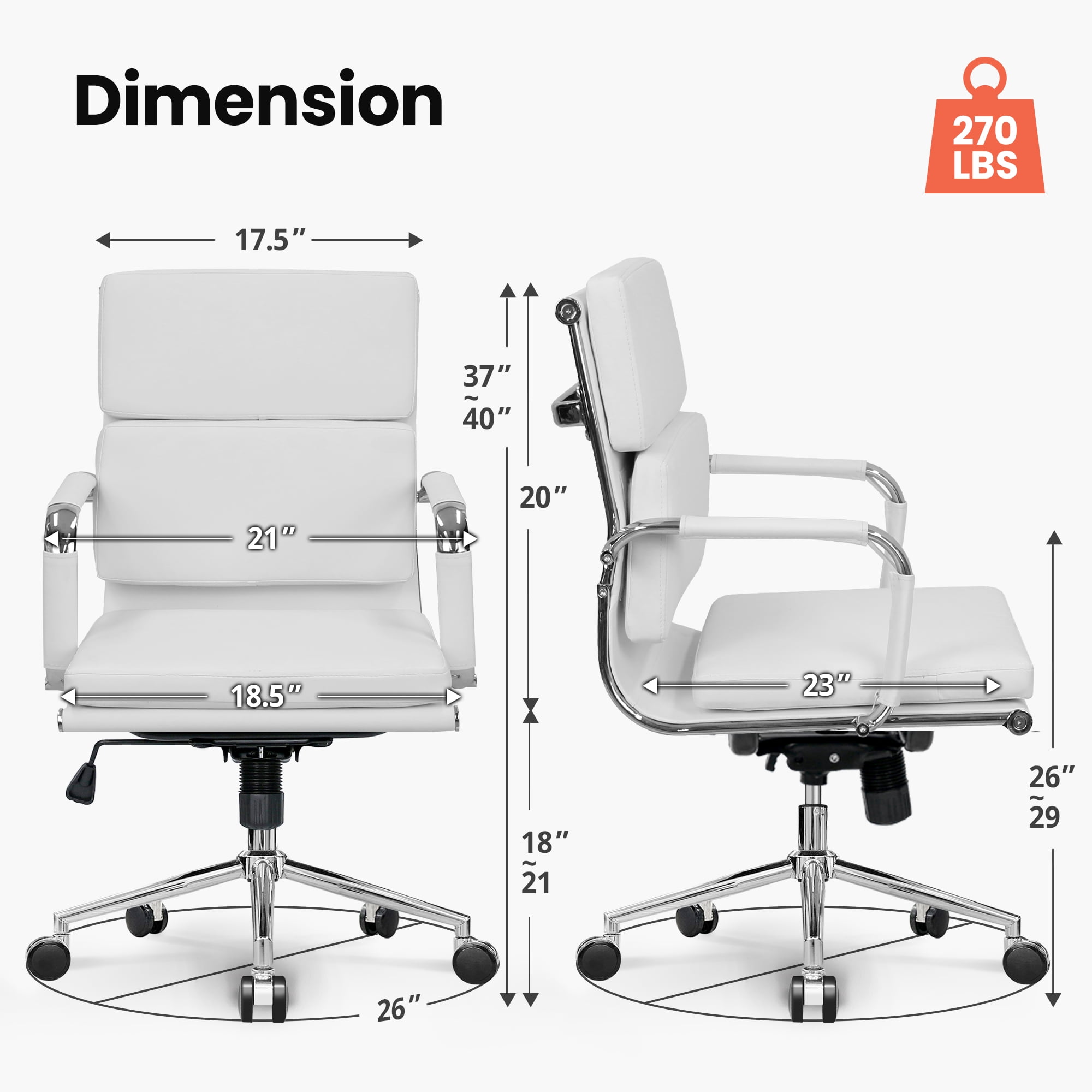 NEO CHAIR Conference Office Chair Century Modern Mid-Back Cushioned, White