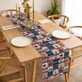 thumbnail image 3 of Table Runner 90 Inches Long for Kitchen Dining, Independence Day Dresser Scarf Farmhouse, Dining Table Decorations for Wedding/Parties, Country Retro Gnomes Star Usa Flag 13 x 90 In, 3 of 8