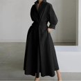 thumbnail image 1 of Women's Polo Collar Long Sleeve Maxi Dress - Ankle-Length, Elastic, Button Detail, Polyester, 1 of 9