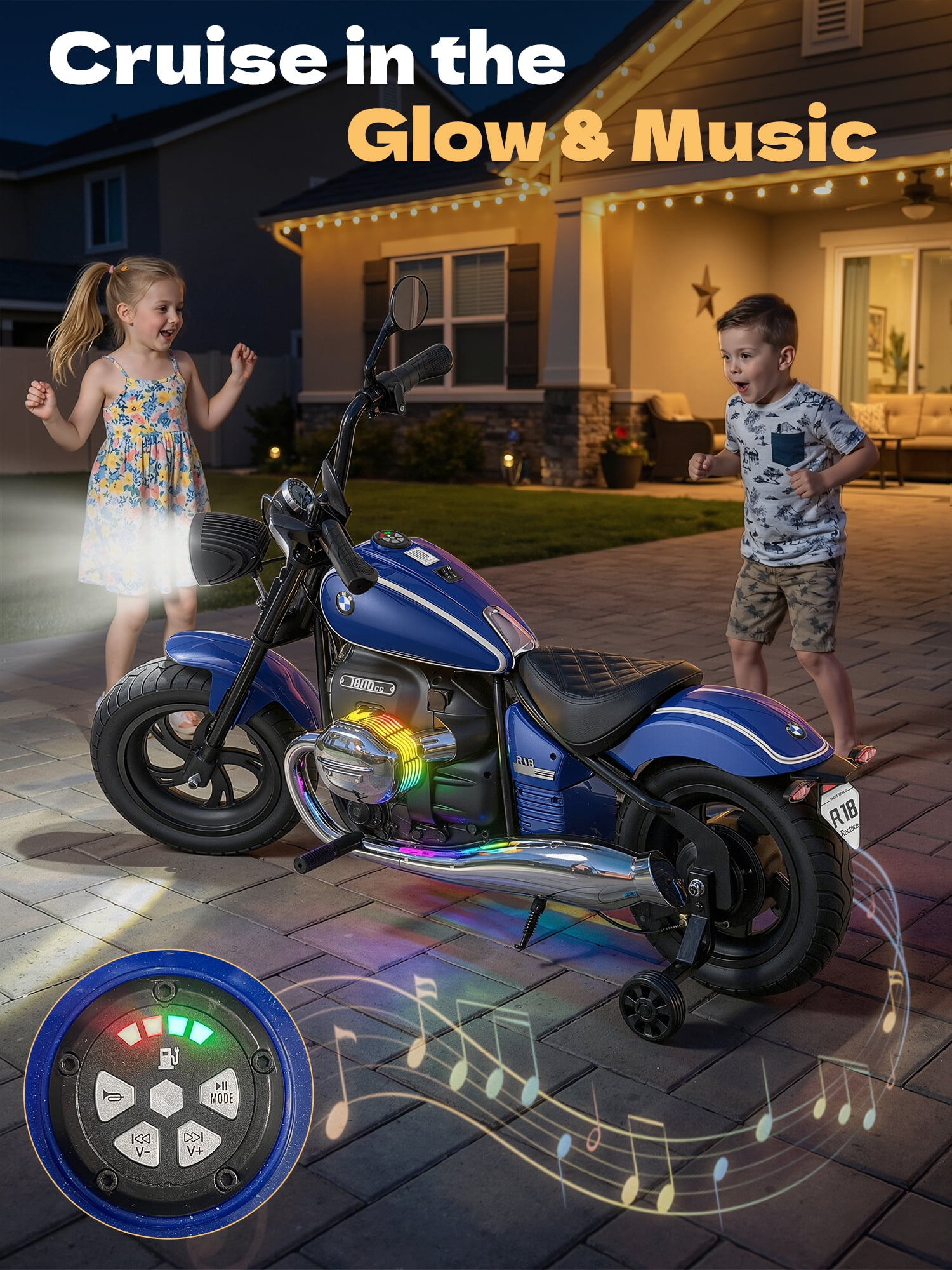 TOKTOO BMW Licensed 24V Electric Dirt Bike for Big Kids, Electric Motorcycle for Kid Age 8-12Y, 200W Power Motor Ride on Toy, Max 13.05MPH&12 Miles Long-Range, Twist-Grip Throttle, Lights&Music, Blue